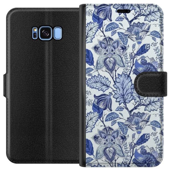 Kompatibelt Lommeboketui til Samsung Galaxy S8 Blomster Blå...
