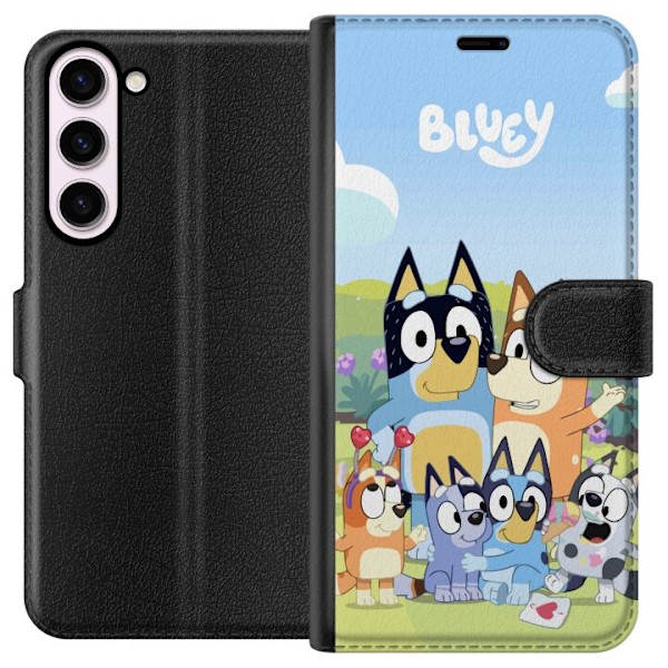 Samsung Galaxy S23+ Plånboksfodral Bluey mobilskal med hela familjen i färgglad design