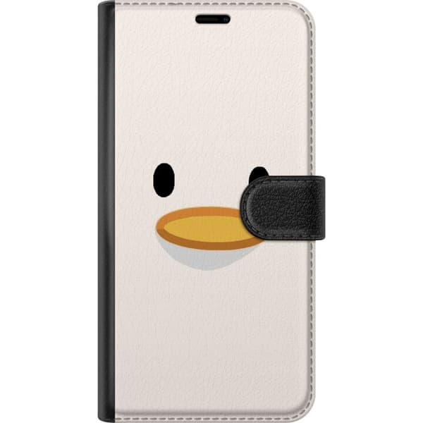 Kompatibel Tegnebogsetui til Google Pixel 8 Pro Minimalistisk andeansigt med sorte øjne og orange næb mod en lys baggrund hvid
