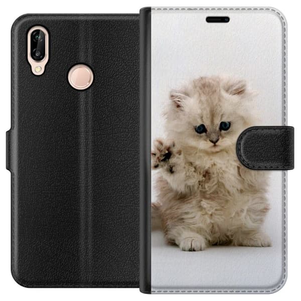 Kompatibelt Plånboksfodral till Huawei P20 lite Katt