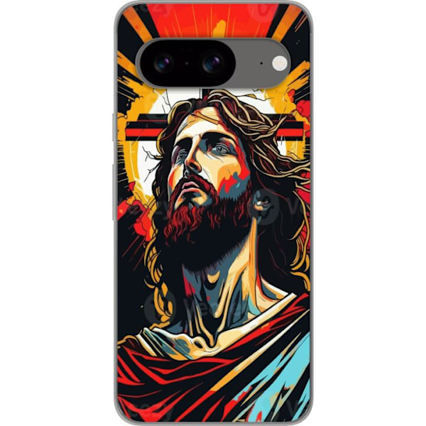 Google Pixel 8 Läpinäkyvä kuori Jeesus ja Kortti - uskonnol