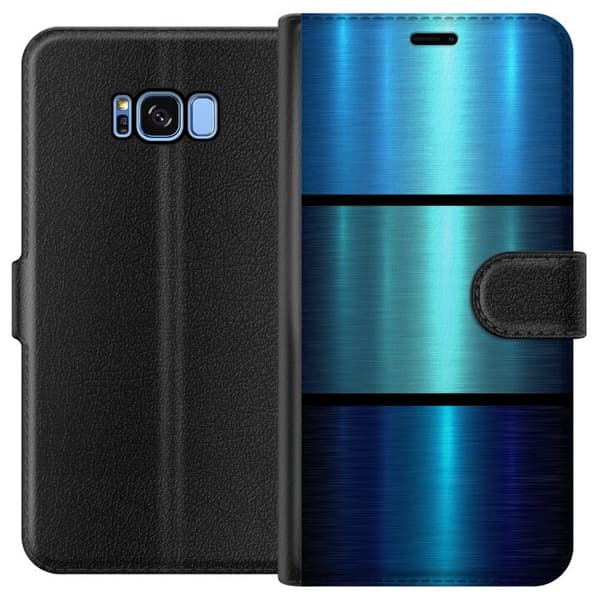 Kompatibelt Plånboksfodral till Samsung Galaxy S8 Blue Metallic Stripes