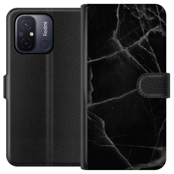 Xiaomi Redmi 12C Plånboksfodral Svart marmor