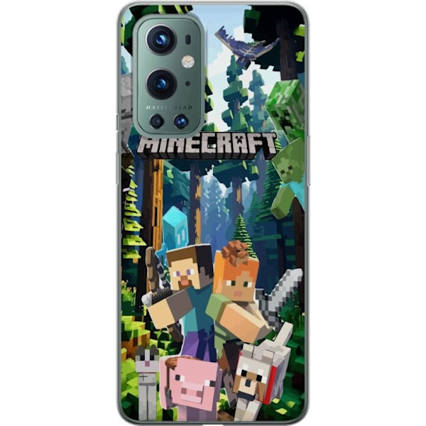 OnePlus 9 Pro Läpinäkyvä kuori Minecraft-matkapuhelinkotelo metsällä ja pikselityylisillä hahmoilla