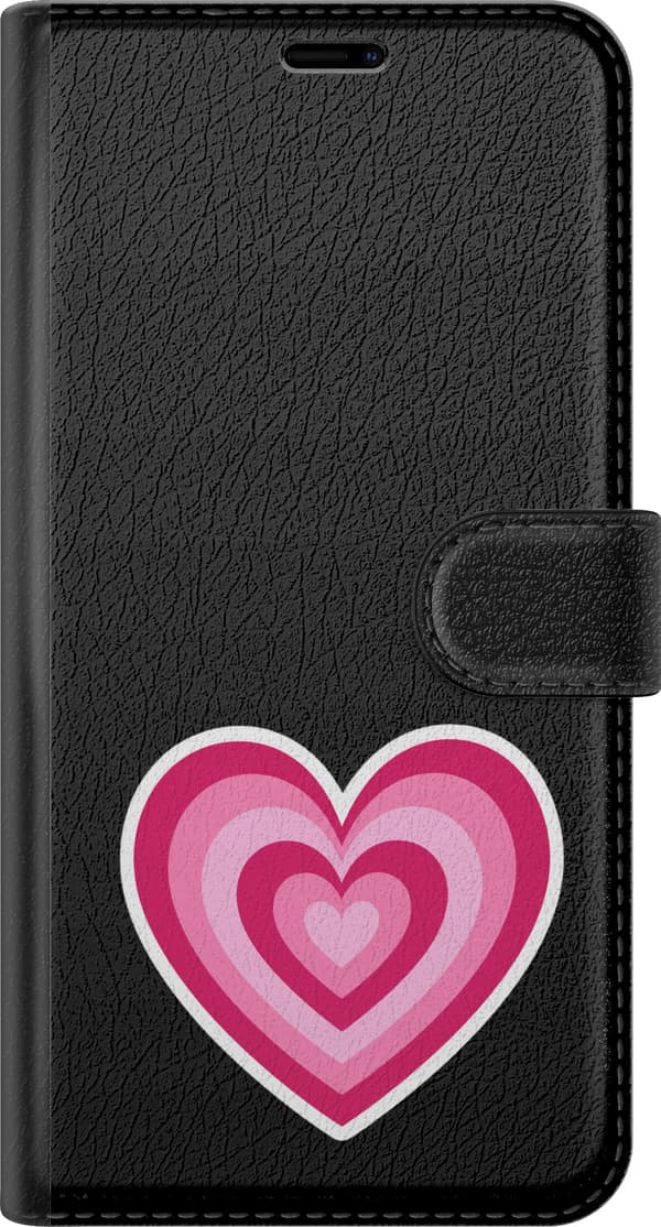 Kompatibelt Lommeboketui til OnePlus 10 Pro Rosa ringhjerte - Rosa motiv med rosa hjerte med konsentriske ringer. rosa