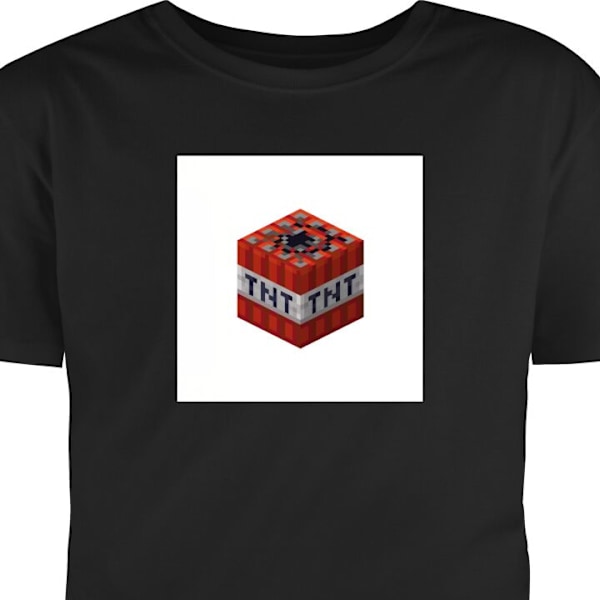 Børne T-shirt | Behagelig T-shirt til Børn Minecraft TNT sort 5-6 År