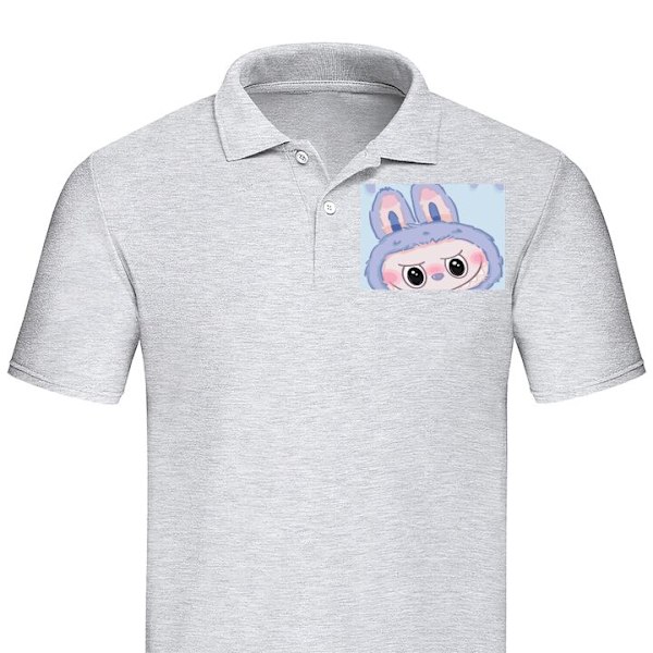Piké för Vuxen | Elegant Pikétröja Blue Bunny Labubu Grå Medium