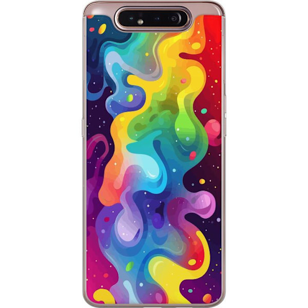 Samsung Galaxy A80 Genomskinligt Skal Color Splash Abstrakt Konst Design Färgstarkt Mönster Modern Populär Väggkonst Grafiskt Trend
