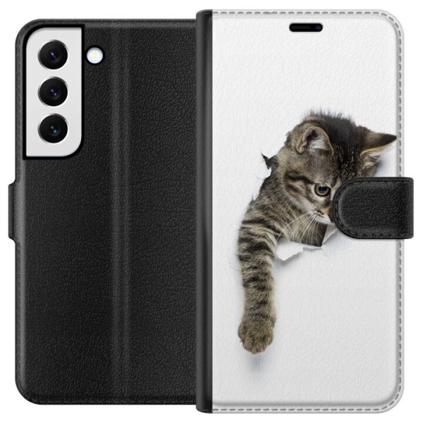 Samsung Galaxy S22 5G Plånboksfodral Curious Kitten