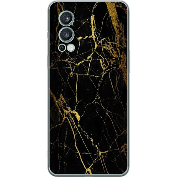 OnePlus Nord 2 5G Cover / Mobilcover - Marmor Sort & Guld