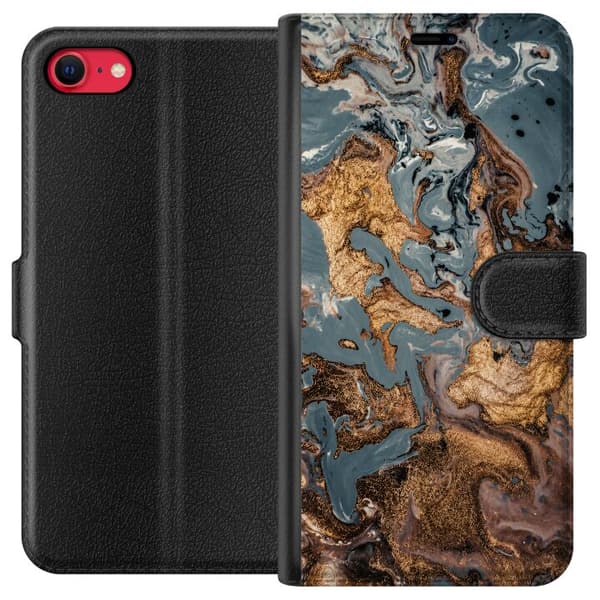Yhteensopiva Lompakkokotelo Apple iPhone 8 Harmaa marmoriseos harmaa