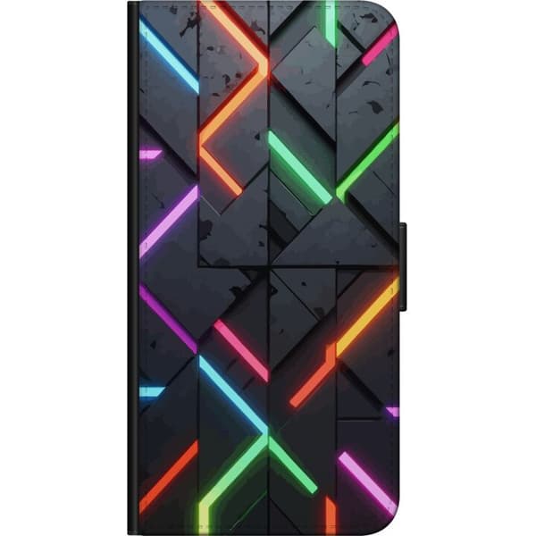 Kompatibel Tegnebogsetui til OnePlus 9 Pro Geometrisk neonmønster med farvede lyslinjer