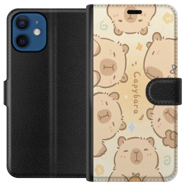 Kompatibel Tegnebogsetui til Apple iPhone 12 mini Søde kapybaraer, pasteldesign, søde flodsvin i bløde farver, sød varm stil med charme og legende en
