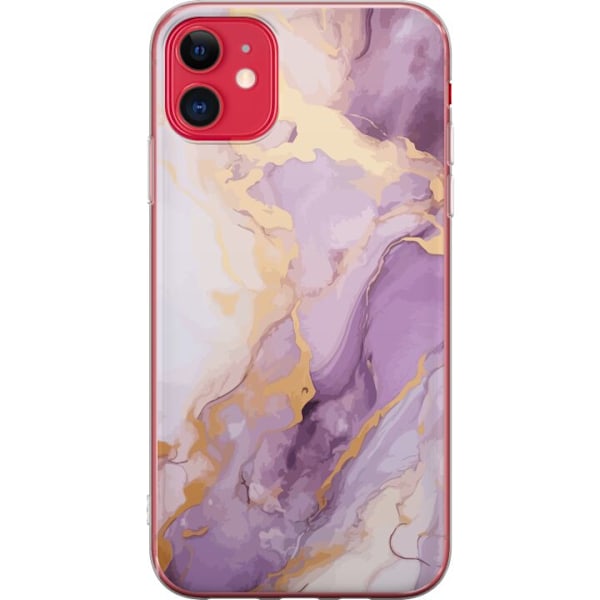 Apple iPhone 11 Genomskinligt Skal Marmor Lila Guld