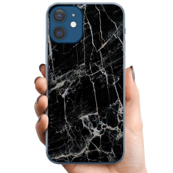 Apple iPhone 12  TPU Mobilcover Sort marmor