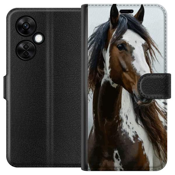 OnePlus Nord CE3 Plånboksfodral Häst Djurmotiv Grafisk Design Natur Kraftfullt Motiv Populär Väggkonst Djurtema Ridning