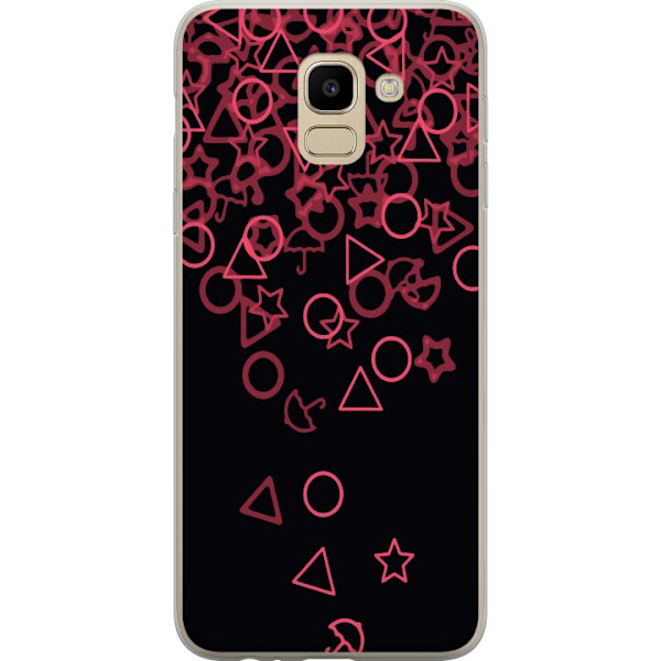 Samsung Galaxy J6 Genomskinligt Skal Squid Game Ikoner Serie Design Populärt TV Spel Ikoner Grafiskt Motiv Asiatisk Trend Dramaserie