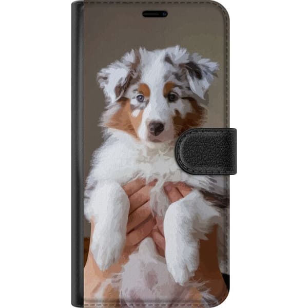 Kompatibelt Lommeboketui til Apple iPhone 11 Søt hundevalp – Fluffy valp med blå øyne i nærbildeportrett