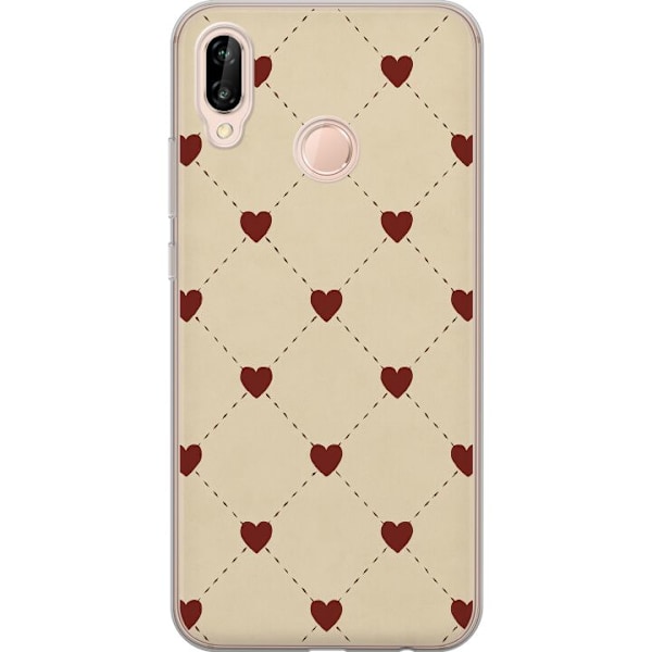 Huawei P20 lite Läpinäkyvä kuori Sydänverkko