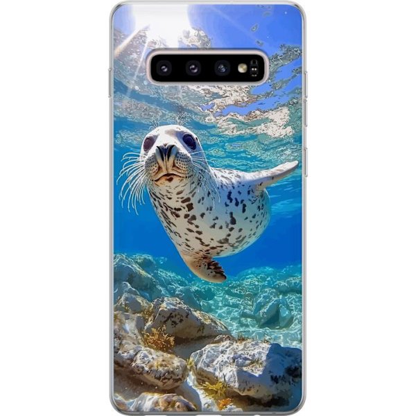 Samsung Galaxy S10+ Läpinäkyvä kuori Myynti Meri Uiminen Eläinaihe Luonto Vesimotiivi Sininen Suunnittelu Meriteema Suosittu Motiivi Villieläimet