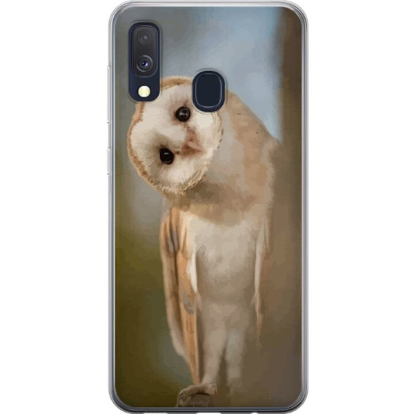 Samsung Galaxy A40 Genomskinligt Skal Uggla Nyfiken Blick Fågelmotiv Skog Natur Grafiskt Design Populärt Motiv Djur Tema Dekoration