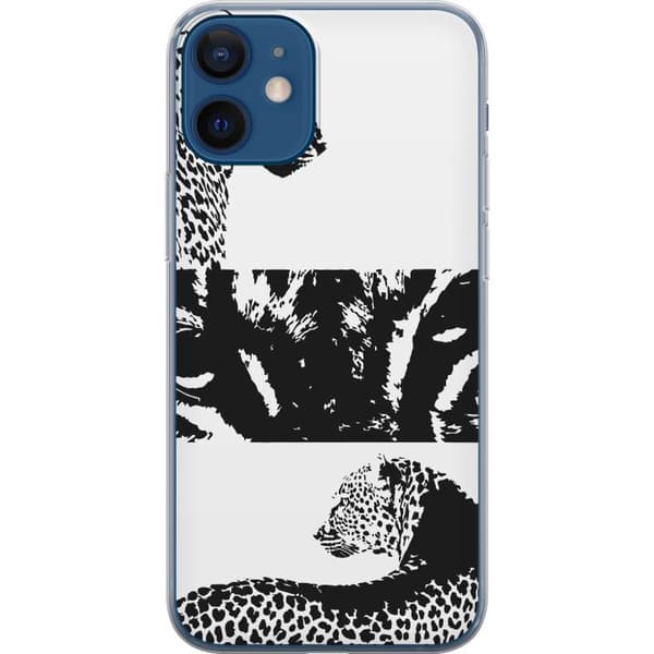 Kompatibelt Mobilskal till Apple iPhone 12 Leopard Faces – trendigt mönster med leopardansikten