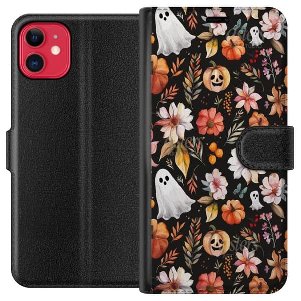 Kompatibel Tegnebogsetui til Apple iPhone 11 Halloween Mønster Græskar Spøgelse Maskerade