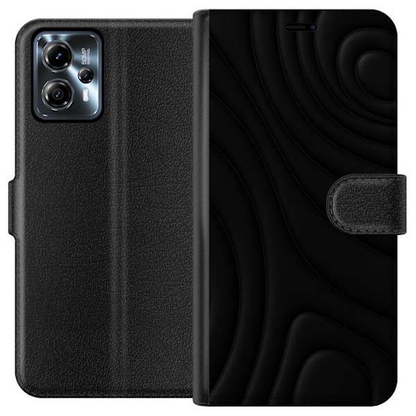 Motorola Moto G13 Tegnebogsetui Sorte Bølger