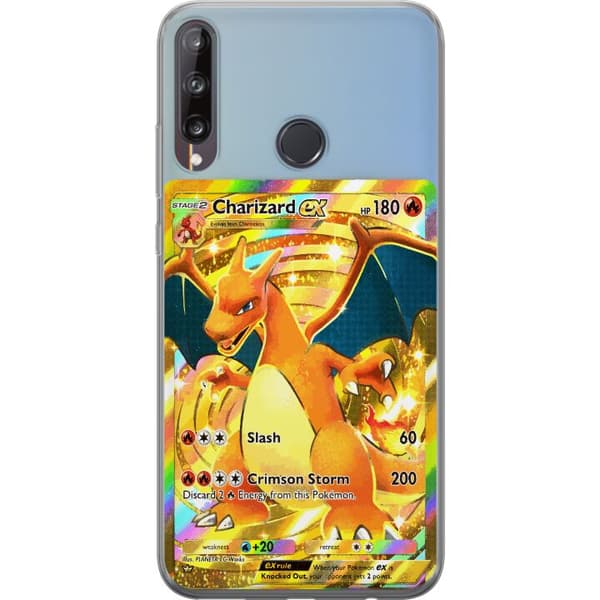Kompatibelt Mobildeksel til Huawei P40 lite E GyllenCharizard EX samlerkort med regnbueeffekter gull