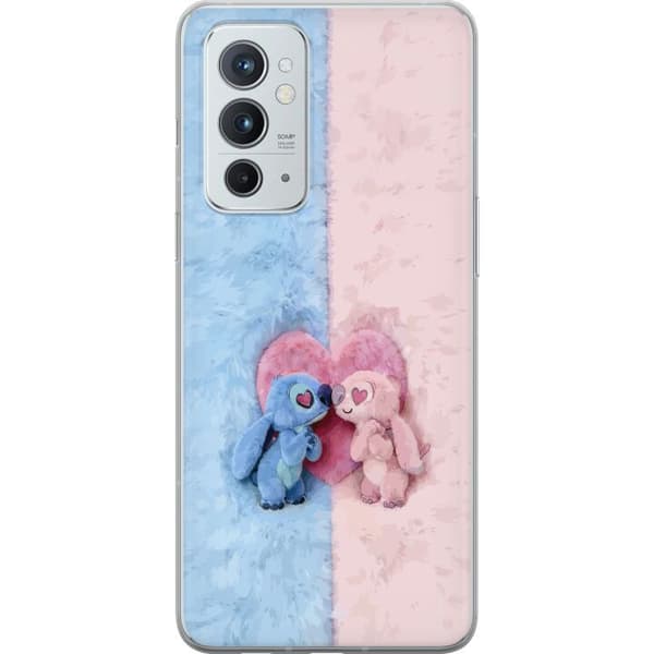 Kompatibelt Mobildeksel til OnePlus 9RT 5G Søte blå og rosa figurer foran et stort rosa hjerte rosa