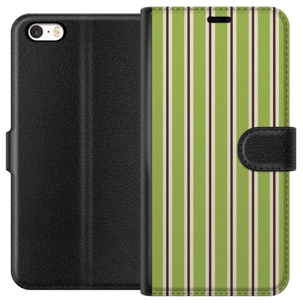 Yhteensopiva Lompakkokotelo Apple iPhone SE (2016) Matcha Stripe vihreä