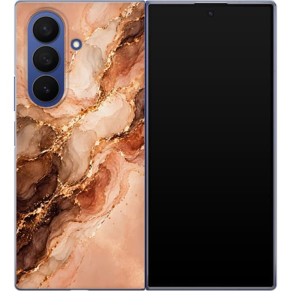 Kompatibelt Mobilskal till Samsung Galaxy Z Fold7 Kopparmarmor orange