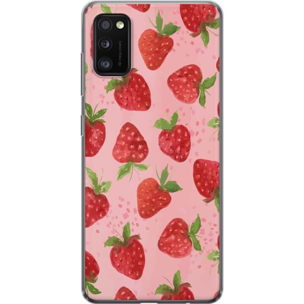 Samsung Galaxy A41 Gennemsigtig cover Jordbærdrømme - Retro-stil jordbærmønster