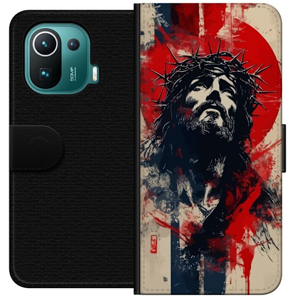 Xiaomi Mi 11 Pro Lommeboketui Jesus med kors - kristent motiv