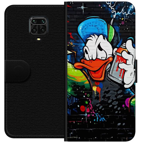 Xiaomi Redmi Note 9S Plånboksfodral Kalle Anka Graffiti Disney Design Roligt Barn Motiv Färg Grafisk Populär Serie Ikonisk Disneyfigur