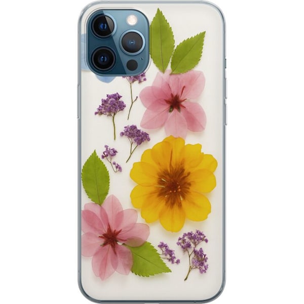 Apple iPhone 12 Pro Genomskinligt Skal Pressade blommor