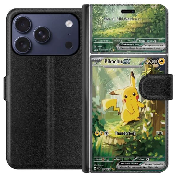 Kompatibelt Plånboksfodral till Apple iPhone 17 Pro Pikachu grön