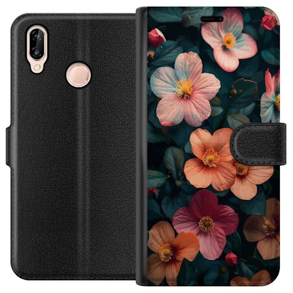 Huawei P20 lite Tegnebogsetui Blomster