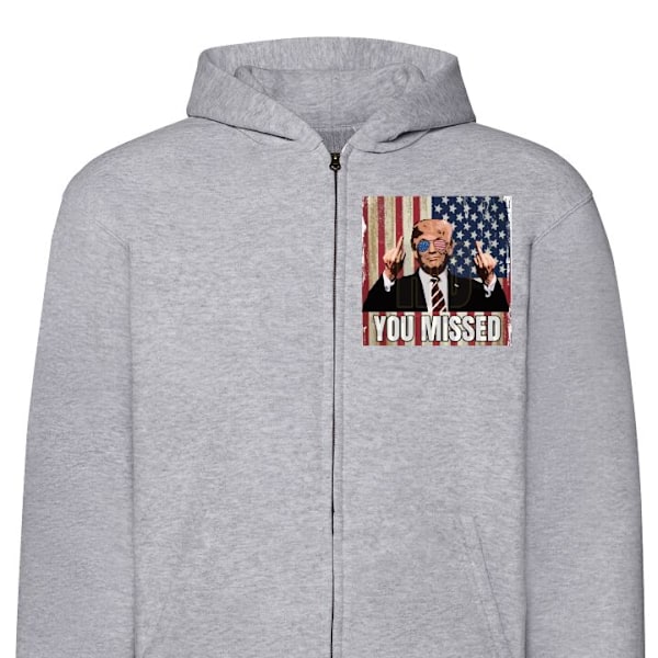 Zip-Hoodie | Huvtröja med Dragkedja för Vuxna Trump grå S