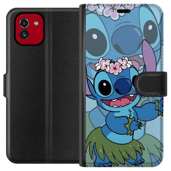 Samsung Galaxy A03 Tegnebogsetui Stitch under Stjernerne - Magisk Anime-stil