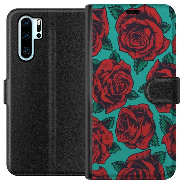 Kompatibel Tegnebogsetui til Huawei P30 Pro Roser