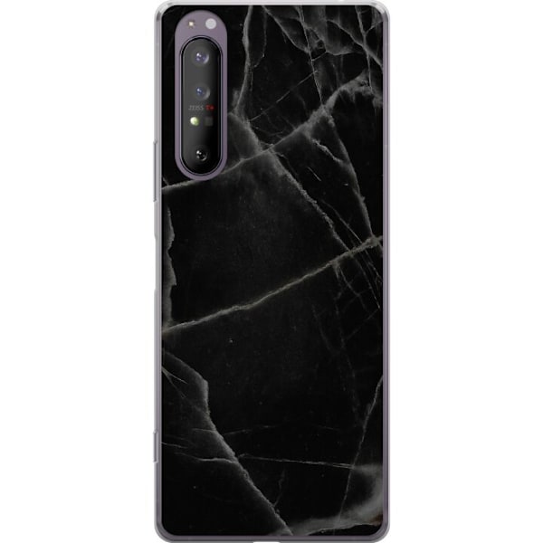 Sony Xperia 1 II Läpinäkyvä kuori Musta marmori