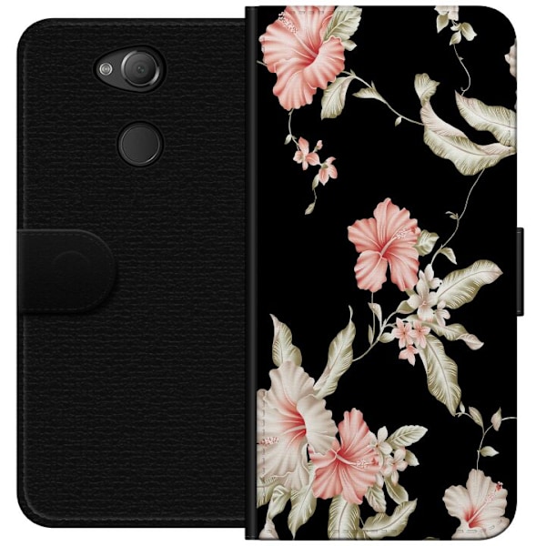 Sony Xperia XA2 Tegnebogsetui Florering Mønster Sort