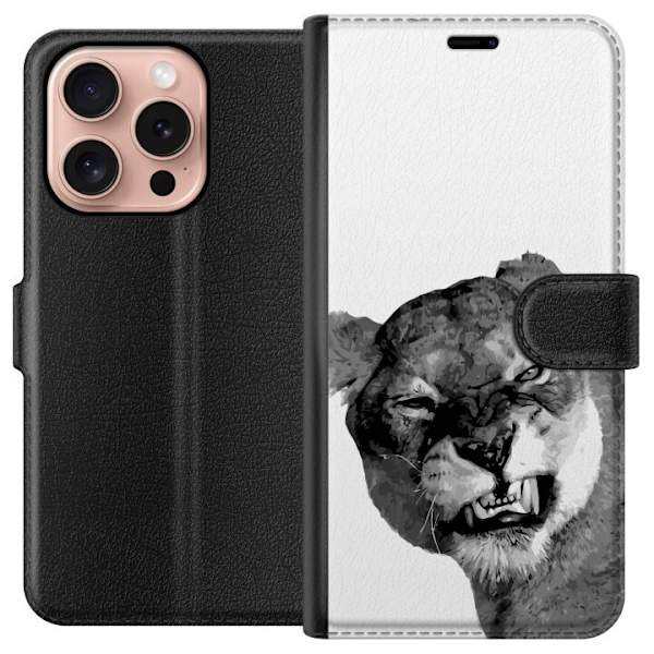 Apple iPhone 16 Pro Lompakkokotelo Leijona Taiteellinen Eläinaihe Afrikkalainen Tyyli Viidakon Tunnelma Graafinen Suunnittelu Kotikoristeet Eläintem
