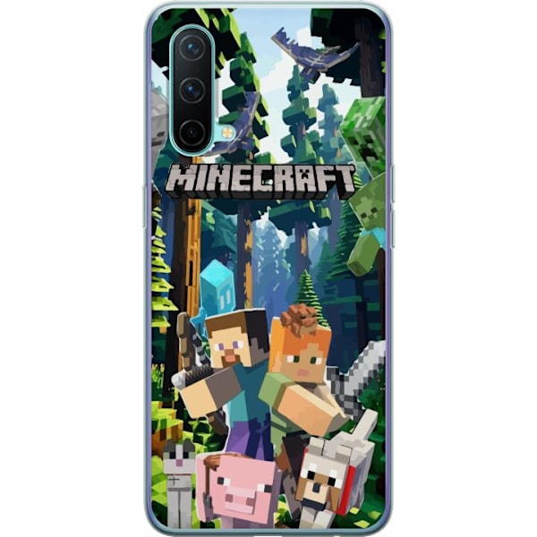 OnePlus Nord CE 5G Läpinäkyvä kuori Minecraft-matkapuhelinkotelo metsällä ja pikselityylisillä hahmoilla