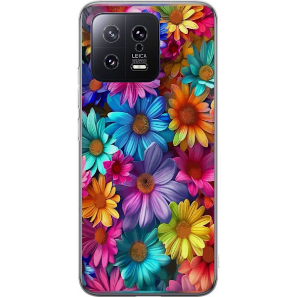Xiaomi 13 Gennemsigtig cover Gerbera Blomster Farverigt Dekoration Blomstmotiv Populær Hjemmeindretning Farverig Vægkunst Design