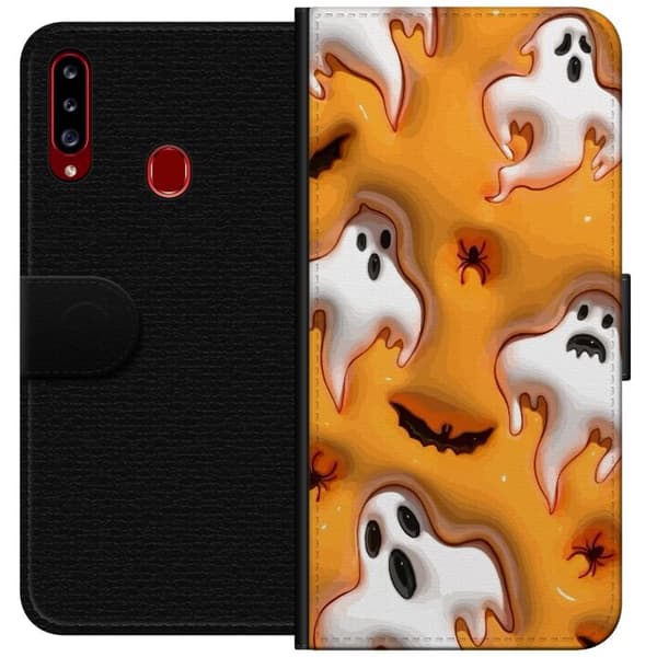 Kompatibel Tegnebogsetui til Samsung Galaxy A20s Halloween 3D 2024