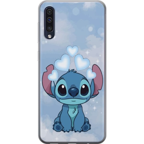 Samsung Galaxy A50 Genomskinligt Skal Stitch Hoppande Glädje – Rolig Design för Present