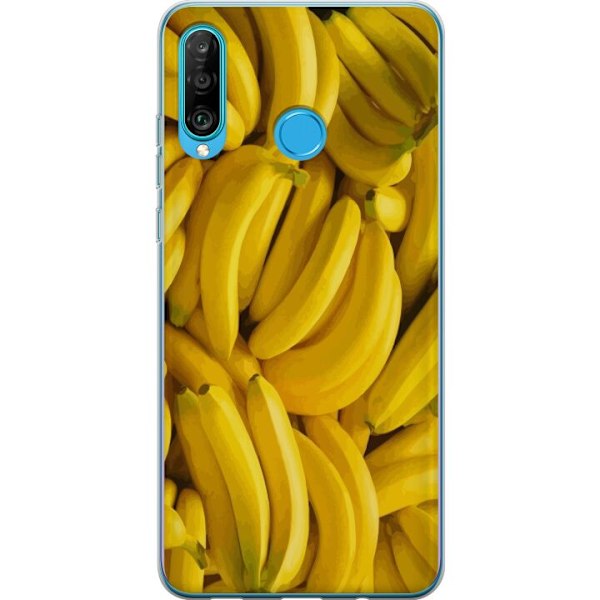 Huawei P30 lite Genomskinligt Skal Banana Pattern – lekfullt