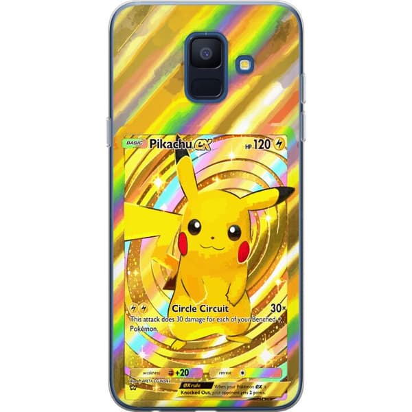 Kompatibelt Mobildeksel til Samsung Galaxy A6 (2018) Gullig Pikachu EX samlebilde med regnbueeffekter gull